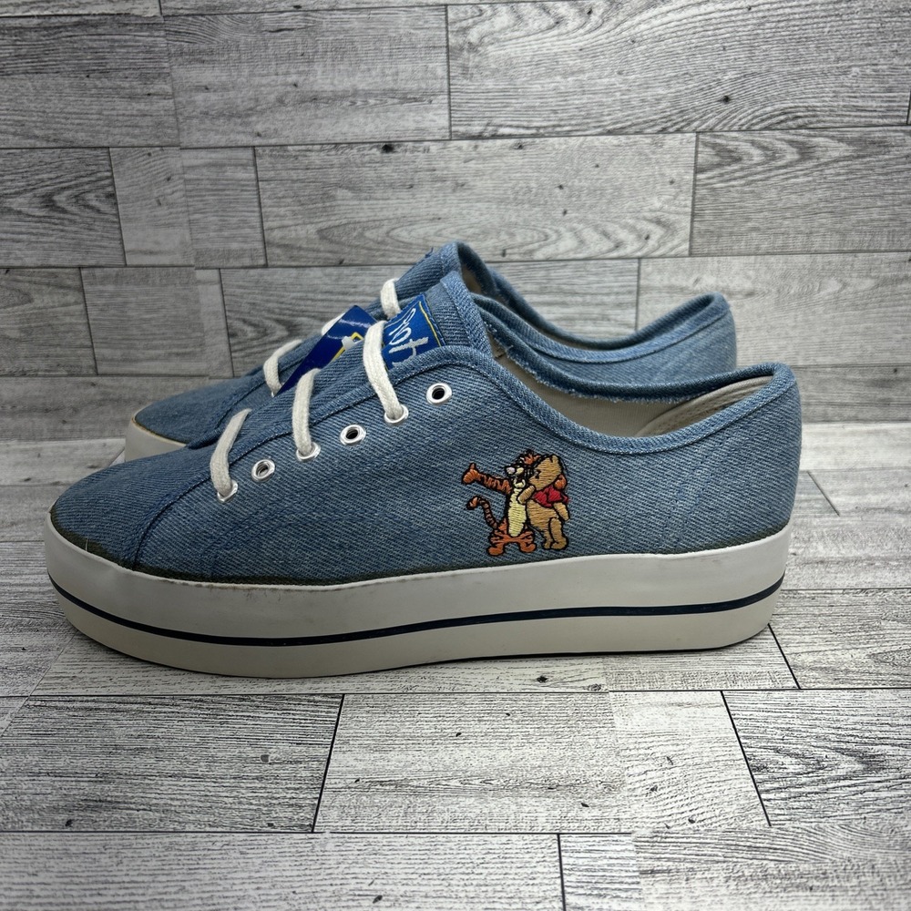 Disney Winnie The Pooh Works Tiger 90s Denim Canvas Embroidered Shoes Sz 7.5 New - Picture 5 of 16